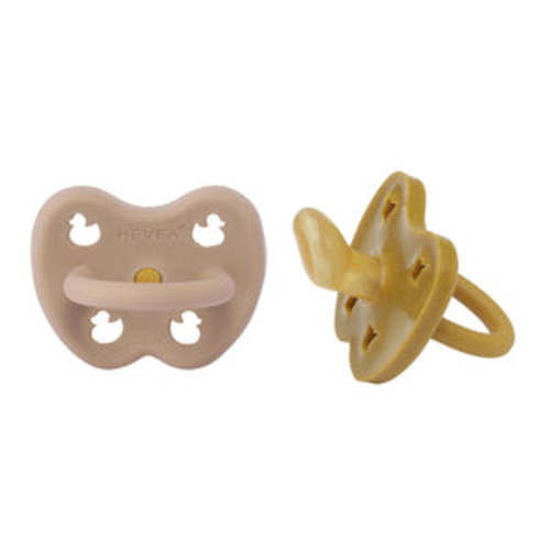 Golden Honey & Tan Beige Orthodontic Pacifier 2 Pack (3-36 Months) | Hevea