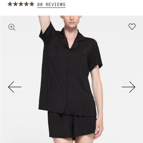 SKIMS SLEEP SHORT SLEEVE BUTTON UP SET | ONYX