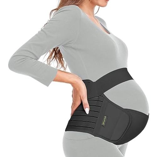 ChongErfei Pregnancy Belly Belly Bands 3 in 1 Pregnancy Support Belt for Pregnancy Back/Pelvic/Hip Pain, Pregnancy with Ab Support (XL:Fit Ab 46"-57.2", Black)