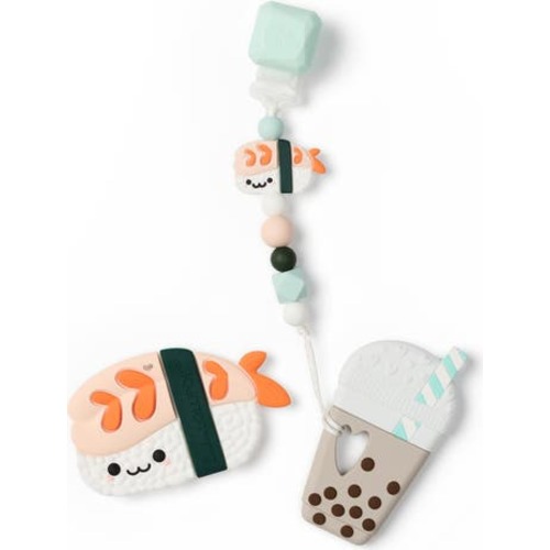 Silicone Teether & Pacifier Clips Set