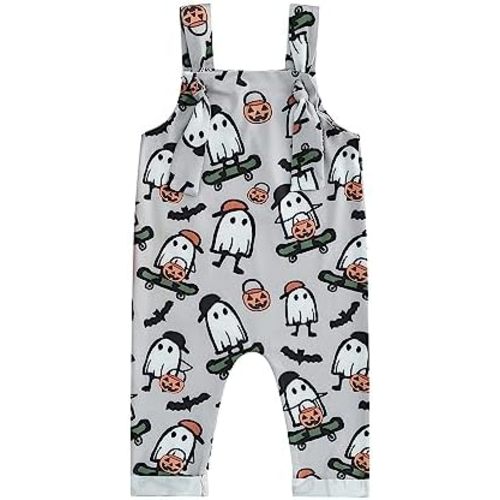 YOKJZJD Newborn Infant Baby Boy Girl Halloween Outfit Pumpkin Suspender Pants Bib Overalls Jumpsuit Fall Clothes