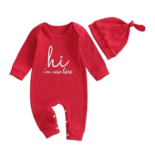 MERSARIPHY Newborn Baby Boy Girl Clothes Hi I'm New Here Coming Home From Hospital Outfits Gender Neutral One Piece Romper