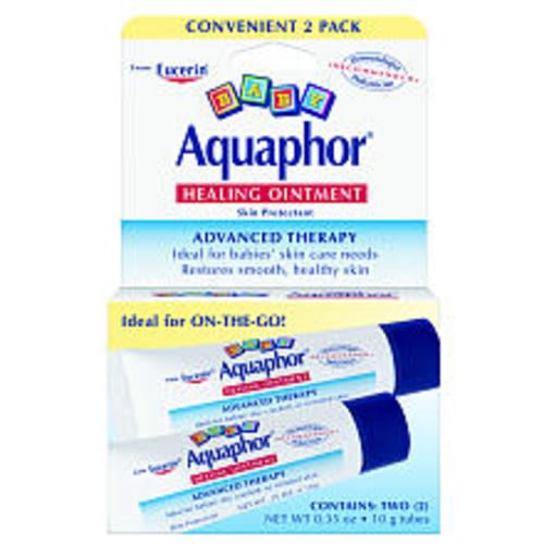 Aquaphor Baby Healing Ointment Advanced Therapy Skin Protectant for Chapped or Dry Skin, Drool Rash and Diaper Rash Ointment, Hypoallergenic Baby Essentials, Travel Size, 0.35 Oz Tube, Pack of 2