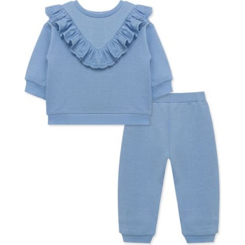 Eyelet Ruffle Sweatshirt & Sweatpants Set, 12M