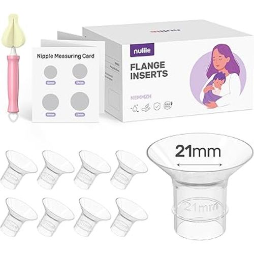 Nuliie 8PCS Flange Inserts 21mm for 24mm Flange/Shield of Most Pumps, BPA Free Inserts, Compatible with Momcozy/Elvie/Spectra/Bellababy/TSRETE/Nuliie Breast Pump