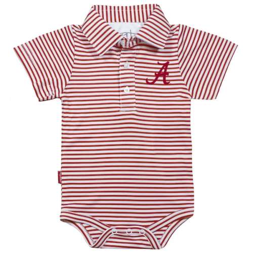 Alabama Crimson Tide Garb Infant Carson Striped Short Sleeve Bodysuit - Crimson/White