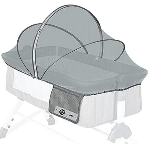 Orzbow Bassinet Cover for Cats - Breathable Mosquito Net Cover for Bassinets/Travel Cribs/Mini Cribs, Baby Mosquito Net to Keep Pets Out, with Two-Way Self-Locking Zippers and Storage Bag, Grey