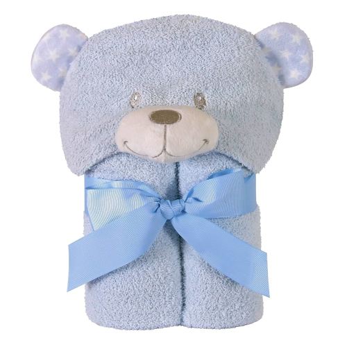 Stephan Baby Terry Plush Hooded Bath Towel, Blue Bear, 0-24 Months