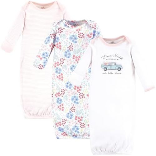 Touched by Nature Baby Girls Organic Cotton Gowns, Flower Market, Preemie-Newborn