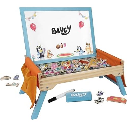 Bluey Creation Station – 100 Piece Wooden Creation Station Ideal for Coloring and Drawing – FSC Certified for Children 3 Years and Up