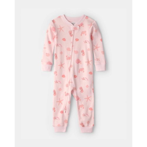 Baby Girl Seashell 100% Cotton Snug Fit 1-Piece Pajama - Pink | Carter's