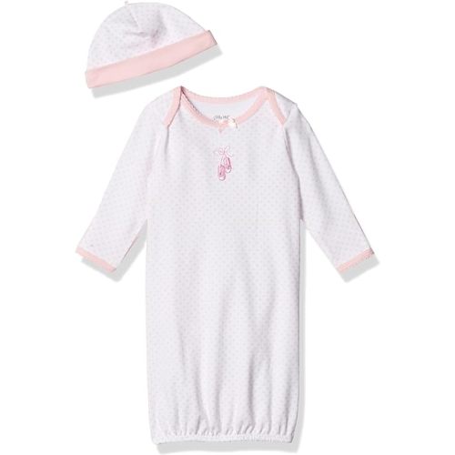Little Me baby girls Hat Set infant and toddler nightgowns, White/Pink, 0-3 Months US