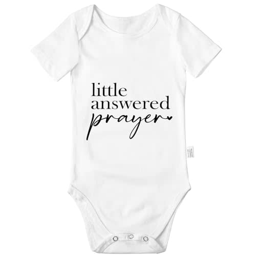 Tenobet Little Answered Prayer Bodysuit, Boys Girls Cotton Gender Neutral Baby Clothes Short-Sleeve Toddler 0-24 Months
