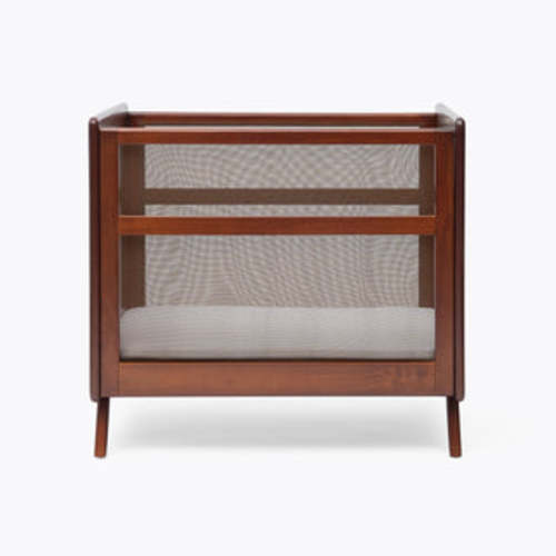 Brown Wood Baby Mini Cribs with Mesh Walls | HALO