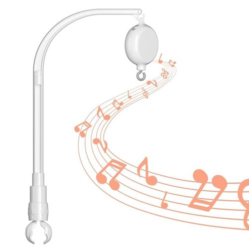 FEISIKE Baby Crib Mobile Arm with Music Box Spin Motor,23 Inch,Volume Control,3 Modes(Turn & Music,Turn Only, Music Only),Nursery Decor Hanger,Holder for DIY Clamp Mobile,35 Lullabies,30 Min Auto-Off - White,mobile arm with music box