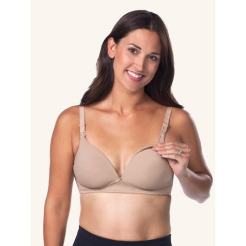 Leading Lady The Dorothy - Wireless Maternity to Nursing T-Shirt Bra in Warm Taupe, Size: 40DD.