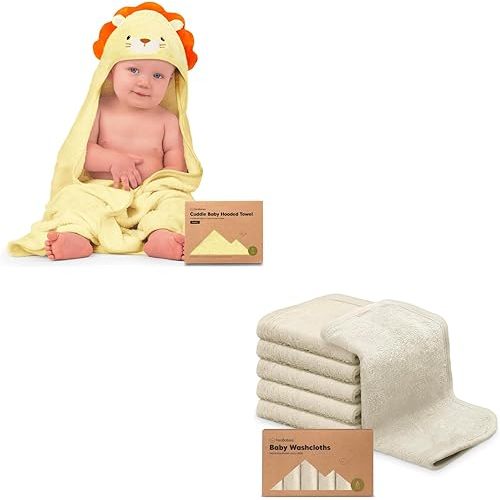 KeaBabies Baby Hooded Towel and Baby Washcloths - Bamboo Viscose Baby Towel, Bamboo Viscose Baby Towels and Washcloths
