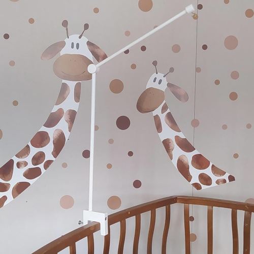 White Wooden Baby Crib Mobile Arm, Adjustable Nursery Decor Hanger for DIY Mobile, Standing Toy Decoration Rotating Mobile Arm for Crib (White)