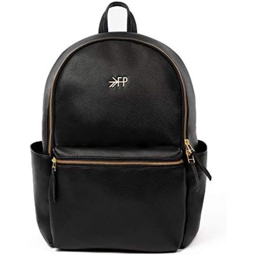 Freshly Picked Classic City Backpack II, Vegan Leather with Changing Pad & Water-Resistant Lining, 10-Pockets, for Baby/Toddle Mom and Beyond (Ebony)