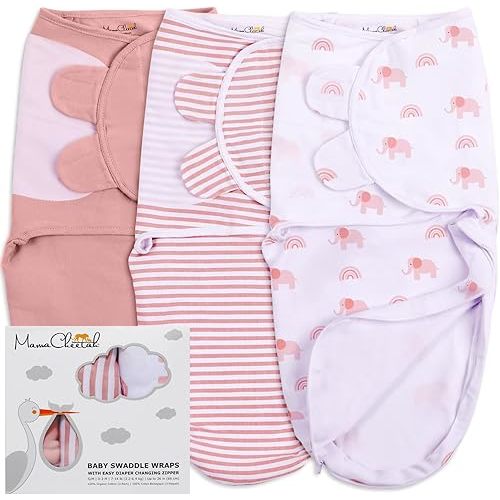 Mama Cheetah Baby Swaddle Blanket with Zipper, Newborn Swaddle Sack, Baby Swaddles Sleep Sack 0-3 Months, Baby Swaddle Wrap for Baby Boy & Girl, 3-Pack