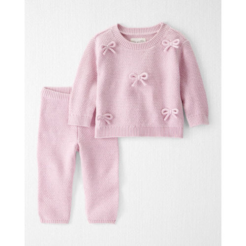 Baby Girl 2-Piece Organic Cotton Bow Knit Sweater & Pant Set - Little Planet | Carter's