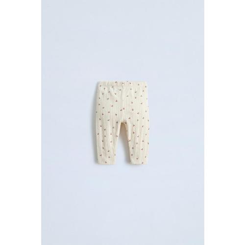 Leggings with elastic waistband and cherry print. - Ecru | ZARA United States