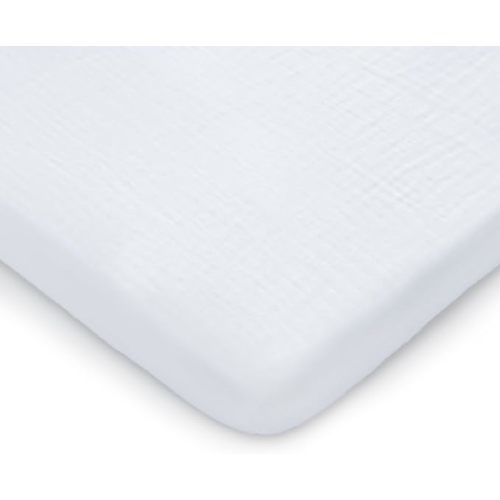 Comfy Cubs Muslin Bassinet Sheet - 100% Soft Cotton Fabric, Breathable & Gentle for Baby’s Sensitive Skin - Universal Fit with Secure Elastic Edging, Gift-Ready Packaging - White