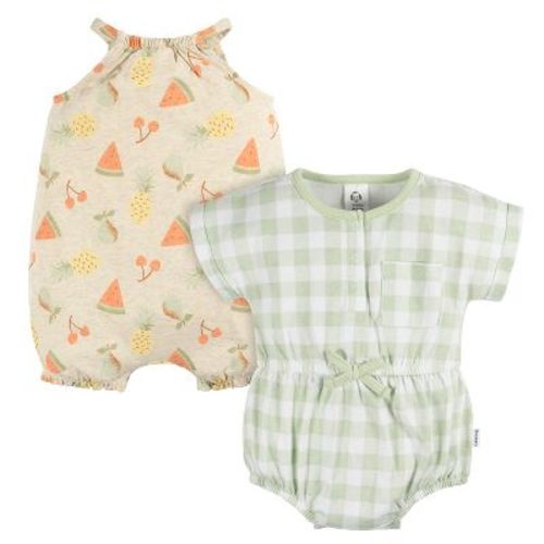 Gerber Baby & Toddler Girls' Romper - Retro Floral - 0-3 Months - 2-pack