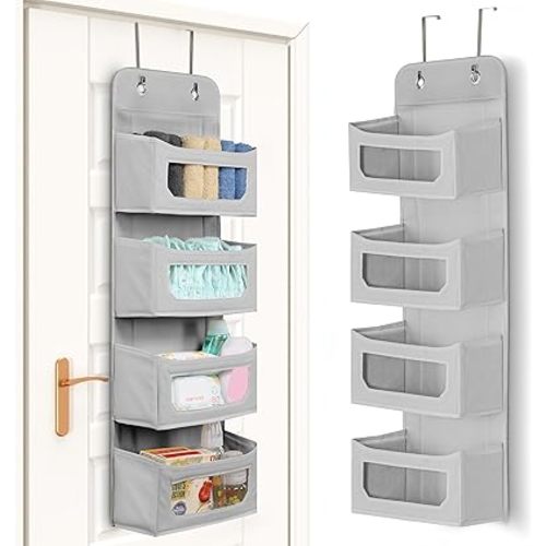Utopia Home 4 Shelves Hanging Closet Organizers and Storage Organizer for Closet, RV Baby Kids Closet Door Organizers and Storage, Over The Door Organizer Nursery, Bedroom, Grey (Pack of 1)