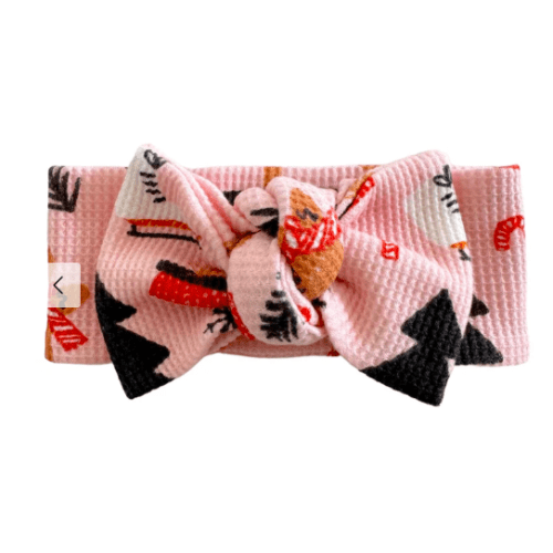 Organic Waffle Knot Bow, Gingerbread Wonderland Blush