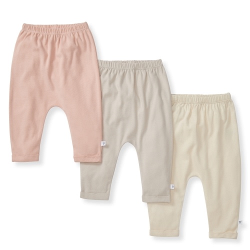 Solid Organic Cotton Baby Pants 3 Pack Pink Sand