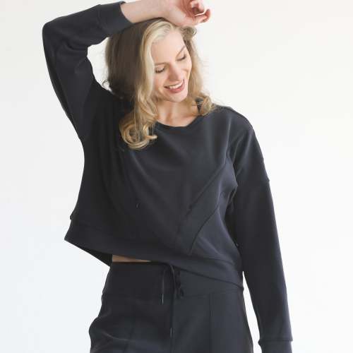Lyah Softstreme Oversized Cropped Nursing Crew (Noir)