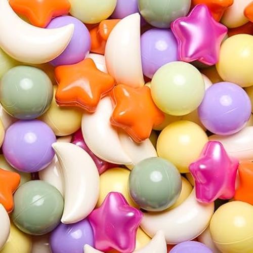 GOGOSO Ball Pit Balls Stars Moons Balls for Toddlers - Soft and Gentle Balls for Sensory Play and Exploration at Home or Ourdoor, Birthday Party Decoration