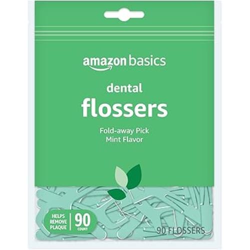 Amazon Basics Mint Dental Flossers, 90 Count, 1 Pack (Previously Solimo)