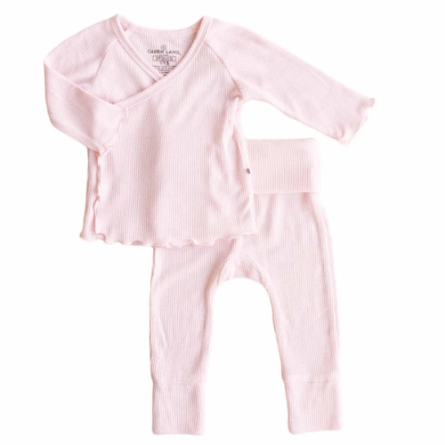 2pc NB Waffle Crossover Top & Bottom | Pearl Pink
