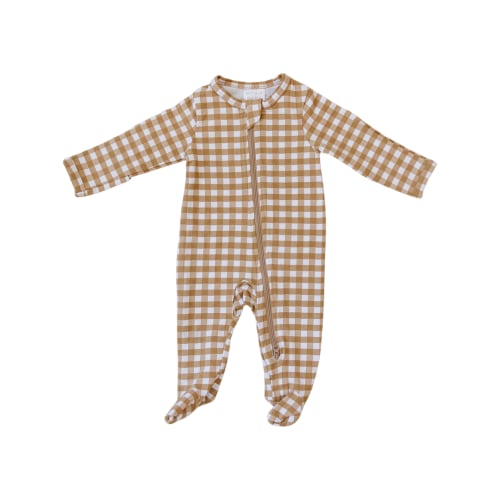 Mustard Gingham Zipper – Mebie Baby