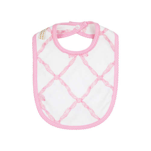 Burp Me Bib - Belle Meade Bow with Pier Party Pink