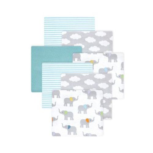 Luvable Friends Hudson Baby Cotton Poly Flannel Receiving Blankets 7pk, Soft Elephant
