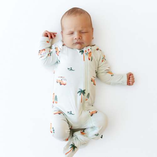 Zippered Footie in Dew Surf