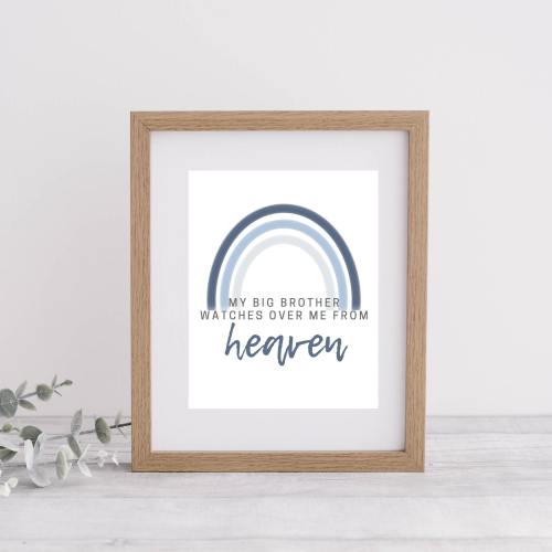 My Big Brother Watches Over Me From Heaven BLUE | DIGITAL DOWNLOAD | Printable Nursery Art | Rainbow Baby | Pregnancy After Loss | Wall Art