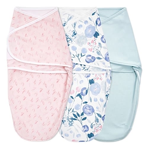 aden + anais® essentials Size 3M 3-Pack Flowers Bloom Easy Wrap Swaddle Wraps in Pink