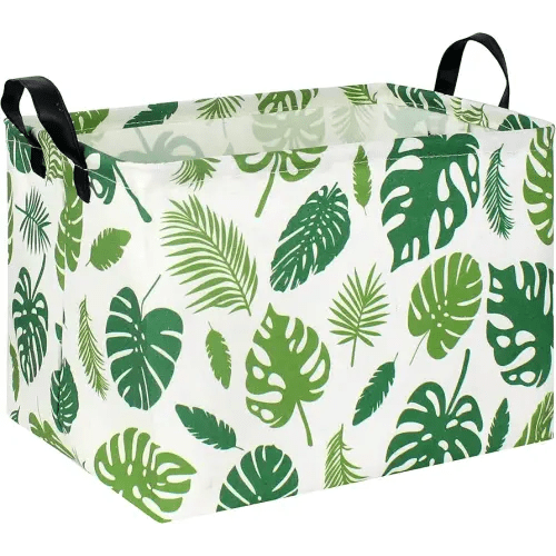 HIYAGON Kids Storage Basket,Baby Toys Storage Bin Organizer Boxes for Boys and Girls Safari Gift Basket Empty for Room Decor,Rectangular Green Basket for Books(Jungle hamper)