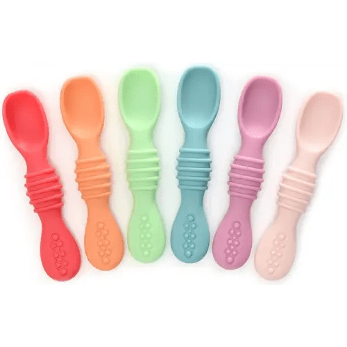 PrimaStella Silicone Chew Spoon Set for Babies and Toddlers | Safety Tested | BPA Free | Microwave, Dishwasher and Freezer Safe