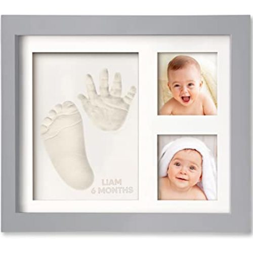 Baby Hand and Footprint Kit - Quick Dry Clay Baby Footprint Kit, Newborn Keepsake, Nursery Picture Frame for Boys, Girls, Personalized Gifts for Baby Shower, Registry & Mother's Day (Cloud Gray)