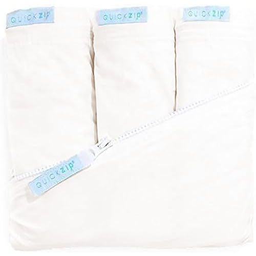 QuickZip Crib Sheet Set - Faster, Safer, Easier Baby Crib Sheets - Includes Ivory Wraparound Base & 3 Zip-On Crib Sheets – Ivory 100% Cotton - Fits All Standard Crib Mattresses