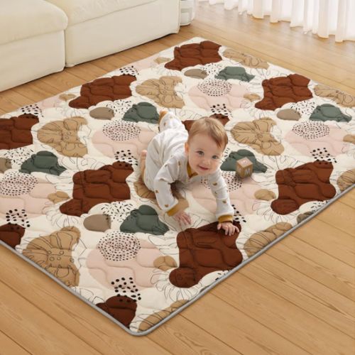 Blissful Diary Baby Play Mats for Floor, 47x47 Playpen Mat, Thicker Cushioning Padding Foam Playmat for Baby and Toddlers Infants, Non-Slip & Machine Washable, Boho Design