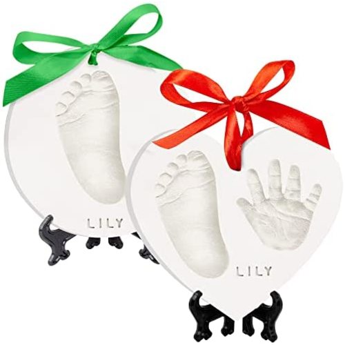Baby Handprint Footprint Ornament Keepsake Kit - Newborn Imprint Ornament Kit for Baby Girl, Boy - Personalized New Baby Gifts for New Parents - Hand Print Christmas Ornament Kit (Glaze Finish)