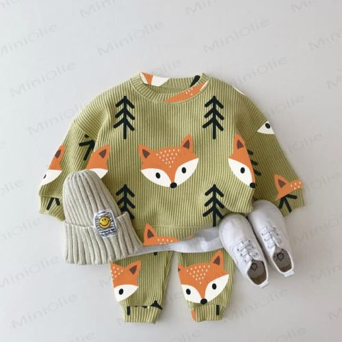 Baby Toddler Fox Green Waffle 2-piece Set (3-6M)