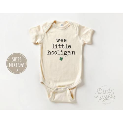 Wee Little Hooligan Baby Onesie® - St Patrick's Day Bodysuit - Vintage Natural Irish Baby Onesie®