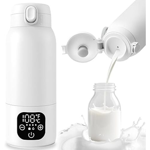 Portable Milk Warmer for Travel,Formula Container to Go 17oz Baby Bottle Warmer with 11000mAh Long Battery Fast Heating,Cordless Milk Warmer for on The go for Breast Milk and Formula, Baby Milk Warmer